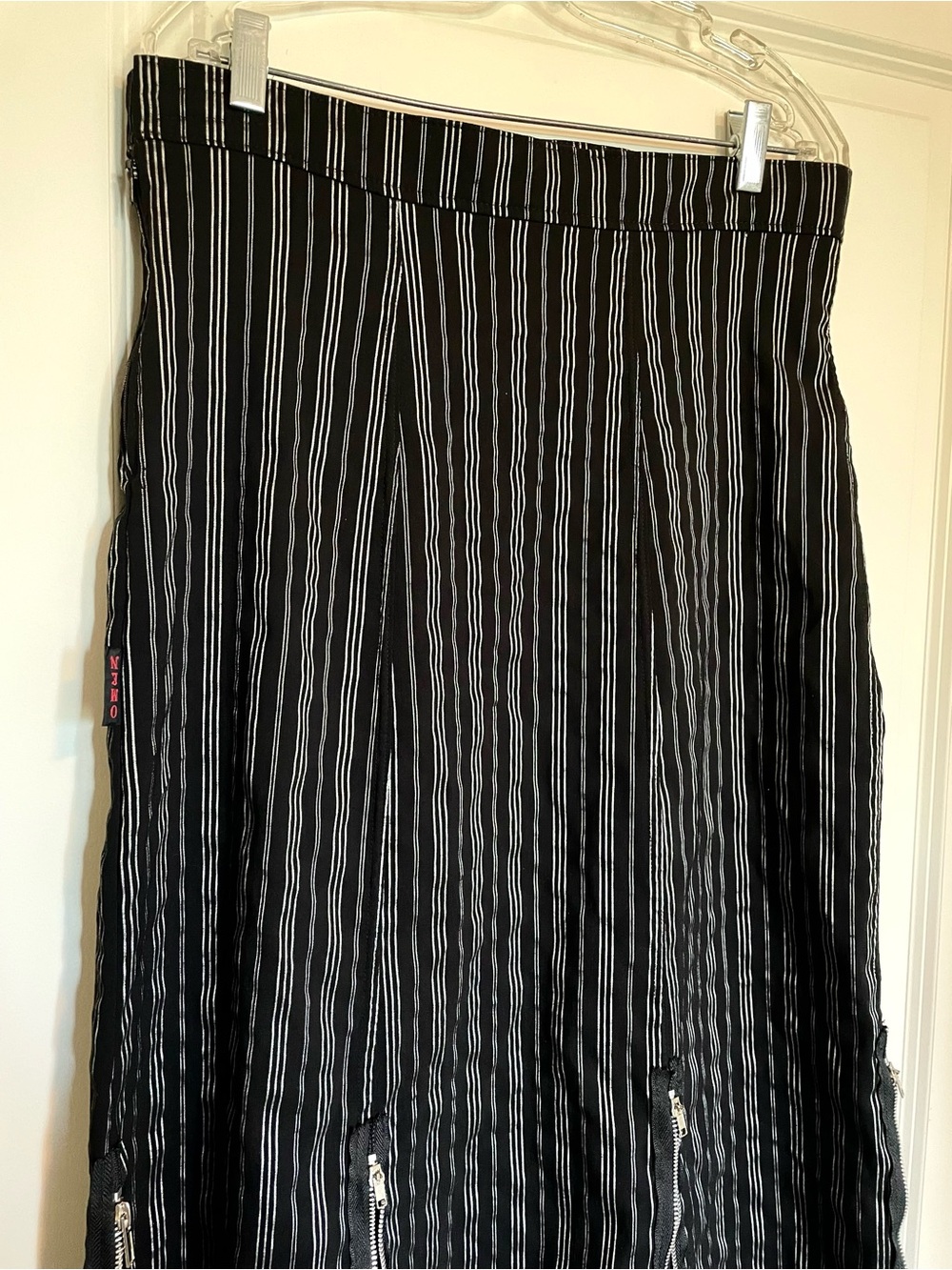 RARE Vintage 1980s OMEN Clothing Gothic/Punk Heavy Pinstriped Maxi Skirt